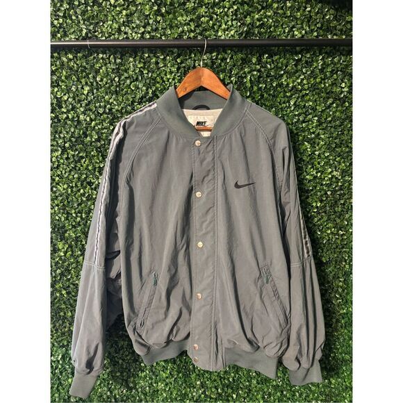 Nike Vintage 90’s Green Bomber Jacket Sz Large - Picture 1 of 9